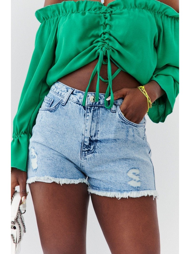 Distressed denim shorts with abrasions 30071 - Online store - Boutique